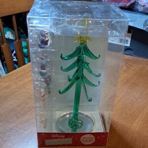 Disney Christmas Stitch Green Glass Tree with Gold Star